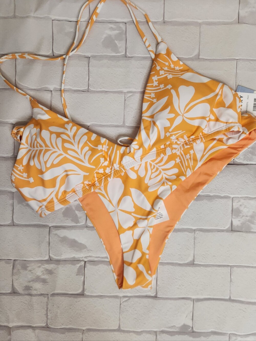 NWT Roxy - Tangerine & White Floral Bikini